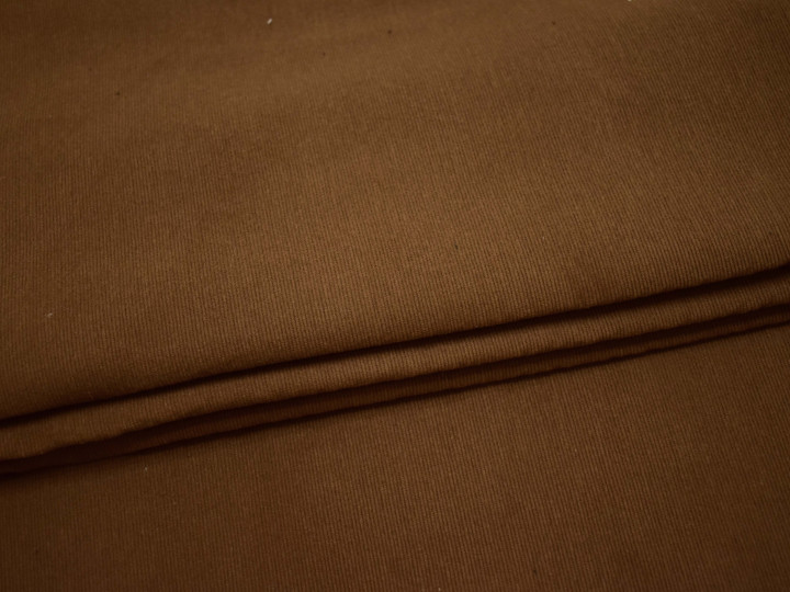 Костюмная коричневая ткань хлопок эластан ВБ430