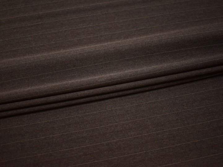Костюмная коричневая ткань в полоску полиэстер эластан ВВ426