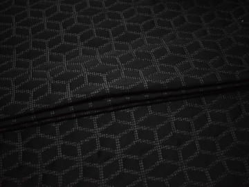 Костюмная черная ткань с геометрическим узором полиэстер ВВ521