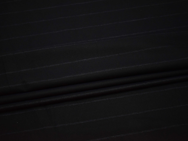 Костюмная черная ткань полоска вискоза эластан ВВ541