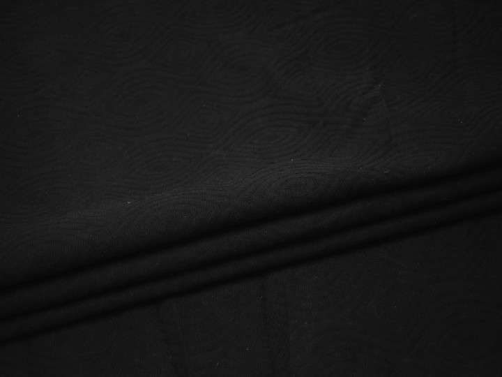 Костюмная черная ткань геометрический узор хлопок ВВ19