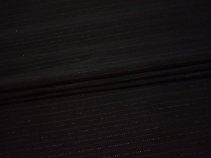 Костюмная черная ткань полоска полиэстер эластан ВГ227