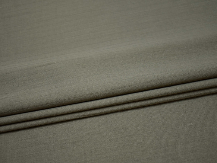 Костюмная ткань серо-зеленая  фактурная полоска шерсть эластан ГД329