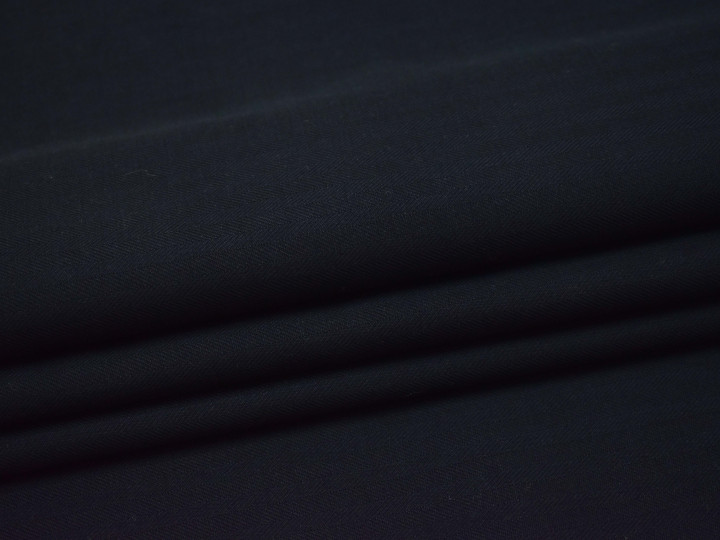 Костюмная ткань тёмно-синяя елочка хлопок ГД337
