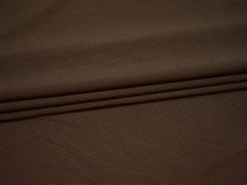 Костюмная коричневая в полоску ткань хлопок полиэстер эластан ВЕ54