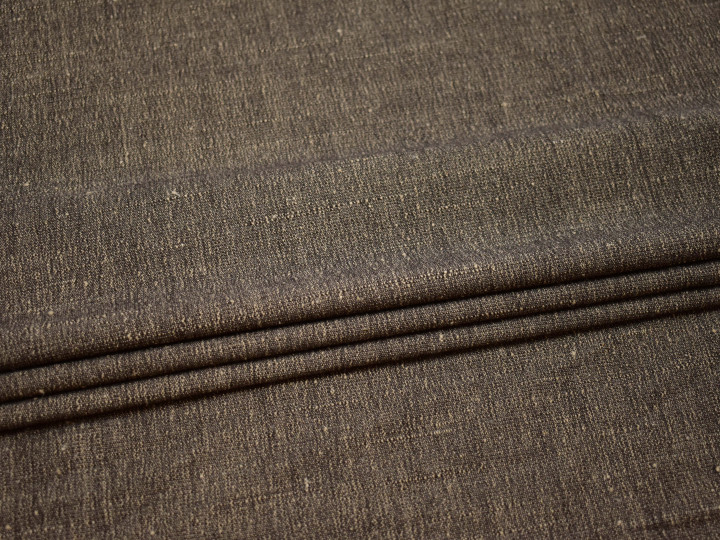 Костюмная коричневая ткань шерсть эластан ГД442