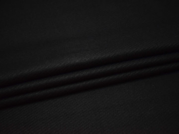 Костюмная черная фактурная ткань шерсть полиэстер ГД446