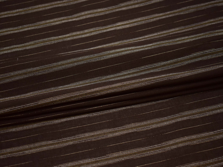 Костюмная коричневая ткань полоска шелк полиэстер ГД170
