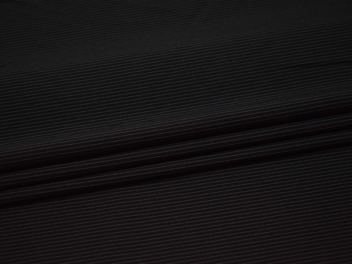 Костюмная черная ткань полоска хлопок полиэстер эластан ГГ437