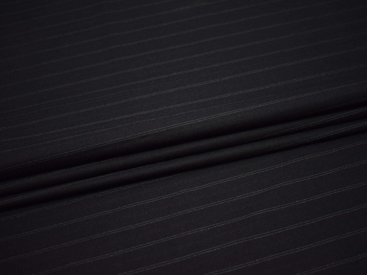 Костюмная черная ткань полоска шерсть полиэстер ГД233
