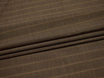 Костюмная коричневая ткань полоска шерсть полиэстер ГД29