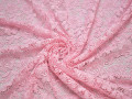 Кружево розовое полиэстер цветы БА534