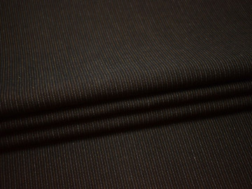 Костюмная коричневая ткань полоска хлопок ВД438