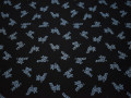 Жаккард черный с голубым принтом хлопок полиэстер эластан  ГГ336