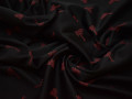 Жаккард черный с красным узором хлопок полиэстер эластан ГГ37