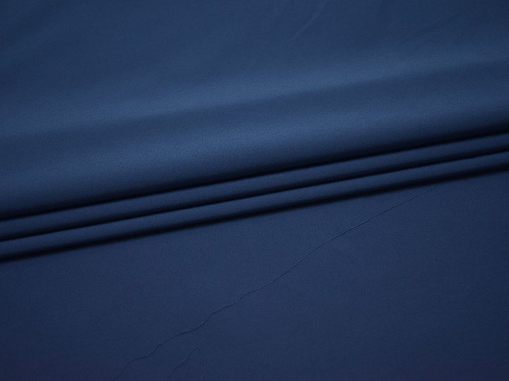 Плательная синяя ткань хлопок полиэстер эластан БА226