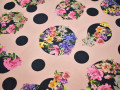 Плательная розовая ткань круги цветы полиэстер эластан ББ2114