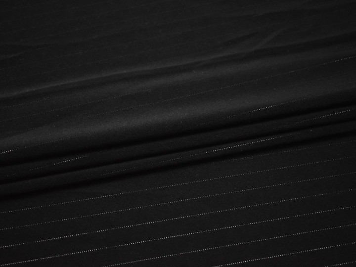 Костюмная черная ткань люрекс полиэстер эластан ГГ453