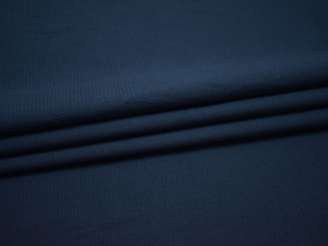 Костюмная фактурная синяя ткань хлопок эластан ВД154