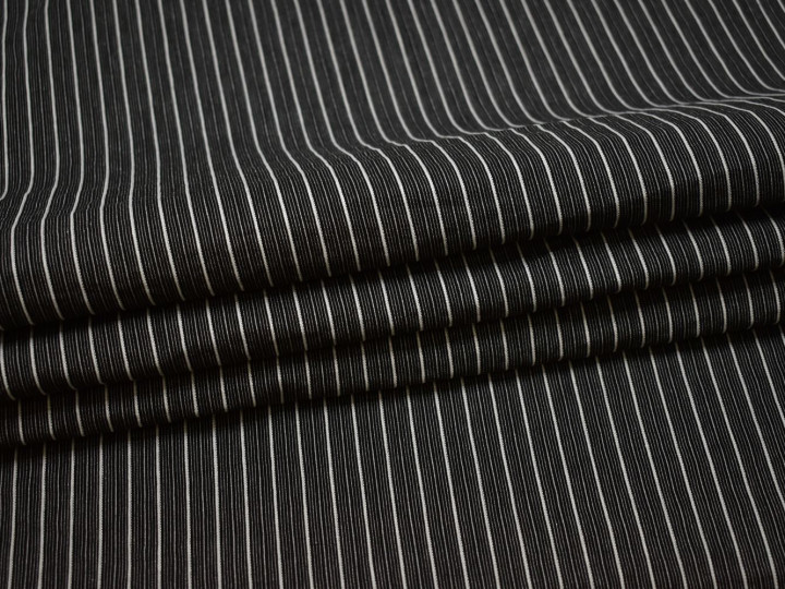 Рубашечная черно-белая ткань полоска хлопок эластан БВ371