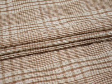 Рубашечная бежевая ткань полоска хлопок полиэстер эластан БВ363