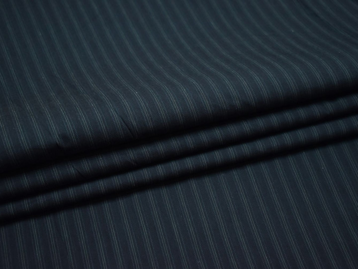 Рубашечная синяя ткань полоска хлопок полиэстер БВ353