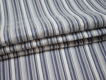 Рубашечная бело-синяя ткань полоска хлопок полиэстер эластан БВ334