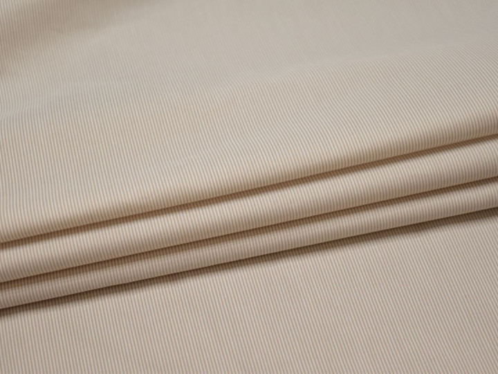 Рубашечная молочная ткань полоска хлопок полиэстер БВ328