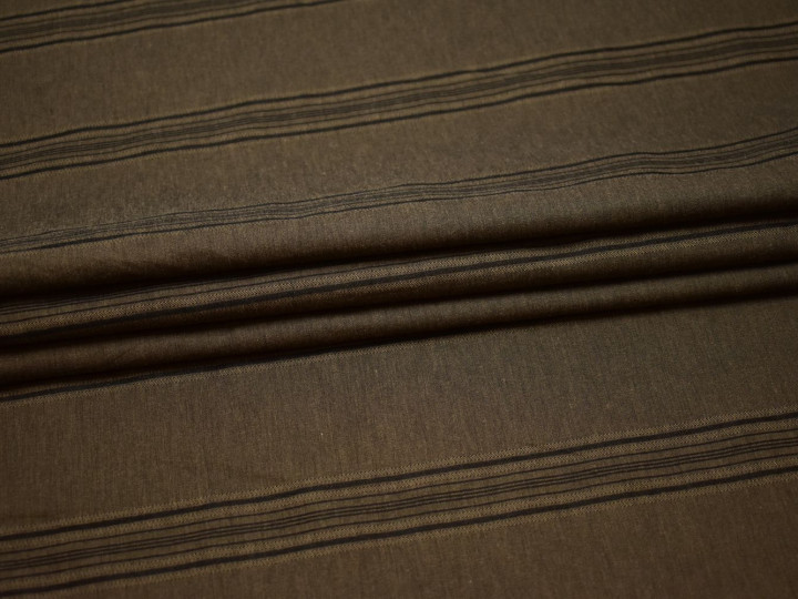 Рубашечная коричневая ткань полоска хлопок БВ38