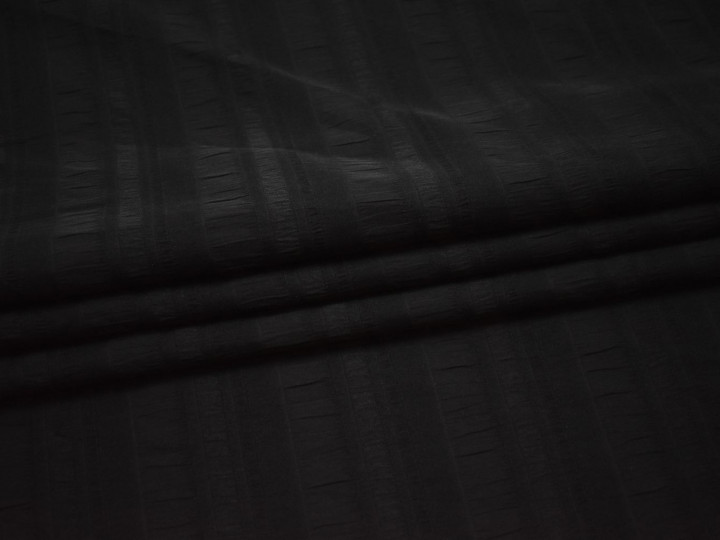 Рубашечная черная ткань полоска полиэстер БВ33