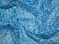 Гипюр голубой цветы полиэстер БВ578