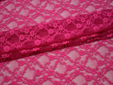 Гипюр розовый цветы полиэстер БВ572