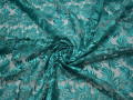 Гипюр бирюзовый цветы полиэстер БА453