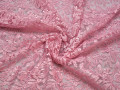 Гипюр розовый цветы полиэстер БА563