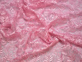 Гипюр розовый цветы полиэстер БВ581
