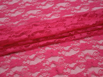 Гипюр розовый цветы полиэстер эластан БВ512
