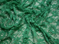 Гипюр зеленый цветы полиэстер эластан БВ421