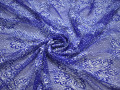 Гипюр синий белый узор полиэстер БВ426