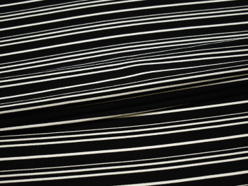 Плательная черная ткань белая полоска полиэстер ББ2103