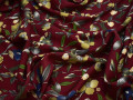 Плательная бордовая ткань цветы узор полиэстер ББ222
