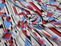 Плательная ткань красная синяя геометрический узор полиэстер ББ215