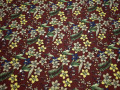 Плательная бордовая ткань цветочный узор полиэстер ББ219