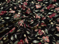 Плательная черная ткань с цветочным узором полиэстер ББ25