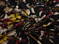 Плательная черная ткань с цветочным узором полиэстер ББ243