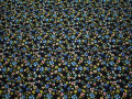Плательная тёмно-синяя ткань цветы полиэстер эластан ББ250