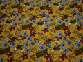 Плательная оливковая ткань цветы полиэстер ББ21