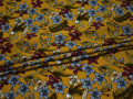 Плательная оливковая ткань цветы полиэстер ББ21