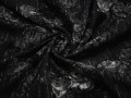Костюмная черная ткань цветы полиэстер ВБ185