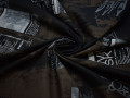 Рубашечная черная ткань надписи хлопок БГ155