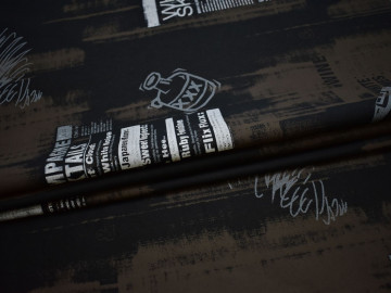 Рубашечная черная ткань надписи хлопок БГ155